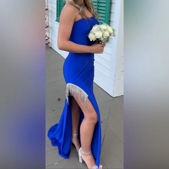 blue dress with silver accents Ombre Glitter Silver to Navy Blue Unique Prom Dress